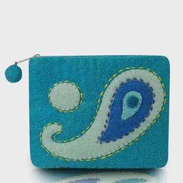 Paisley Stitched Felt Coin Purse