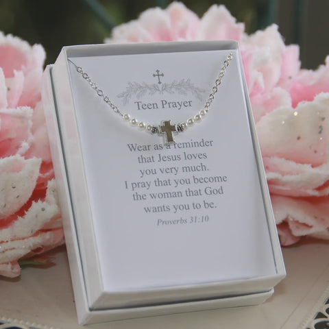 Teen Prayer Necklace In Classic Pearl