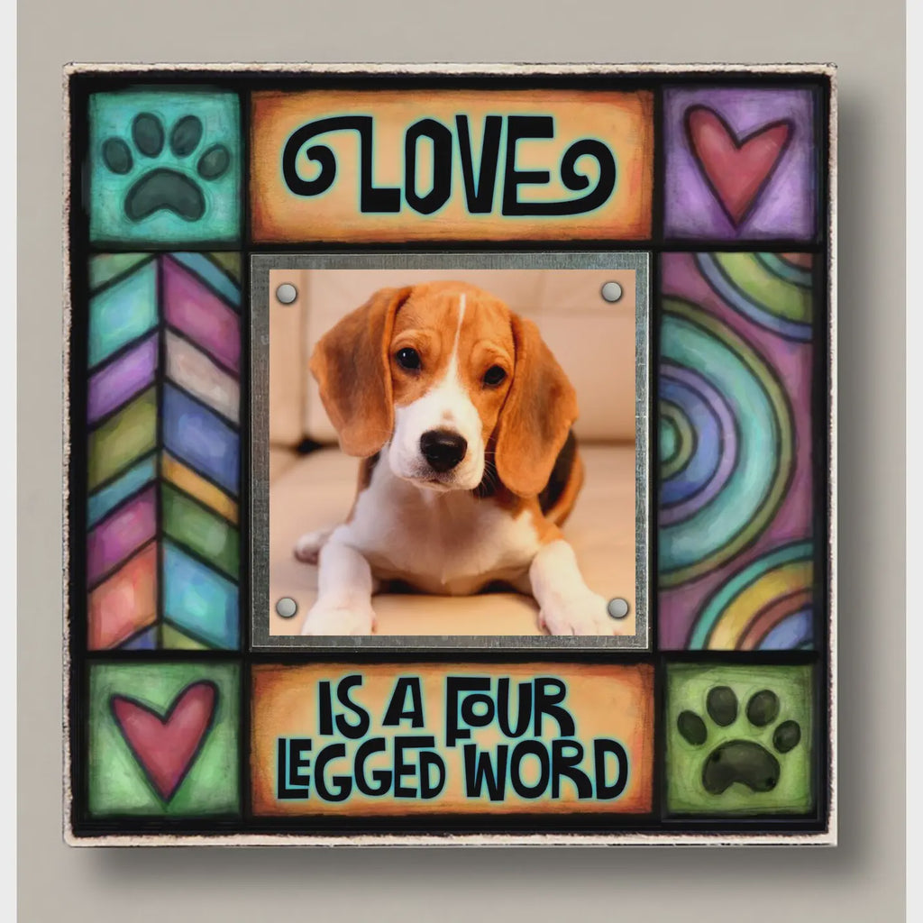 Four Legged Word Multicolor Wood Block Picture Frame