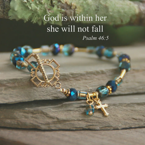 God Is Within Her Scripture Bracelet