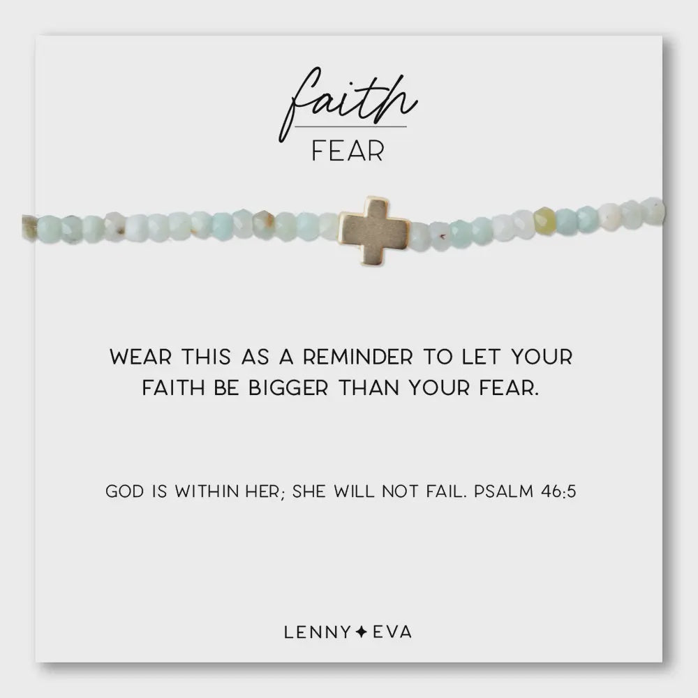 Faith Over Fear 3mm  Bracelet w/ Cross
