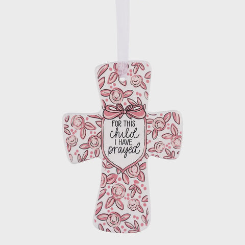 Ceramic Cross For This Child Prayed Pink