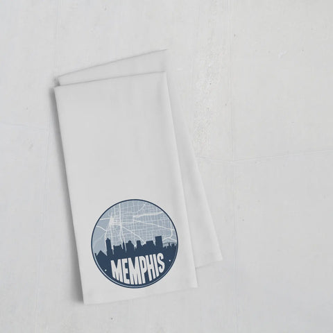 Memphis Tennessee Skyline Tea Towel In Navy