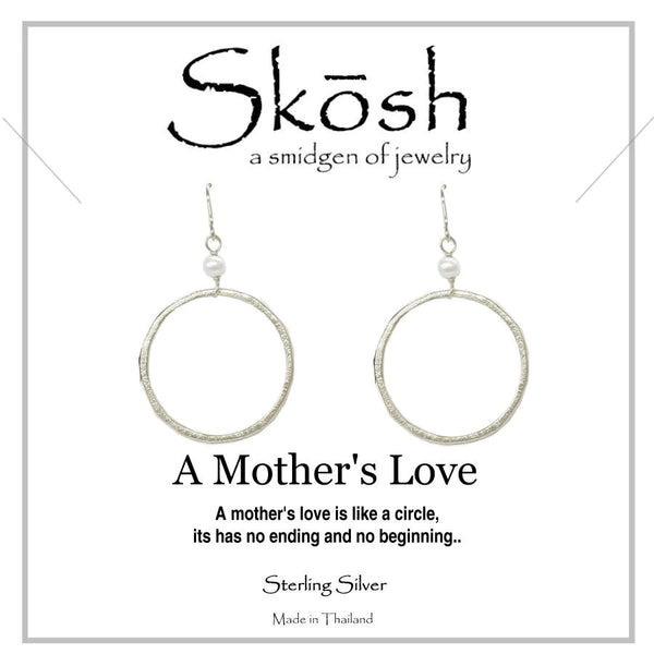 Mother's Love Hoop Earrings with Pearl On Gold Over Sterling Or Sterling Silver