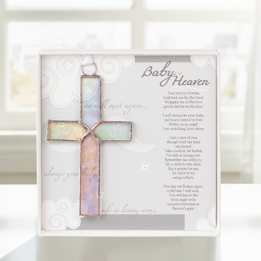 Baby in Heaven Infant Memorial Stand Glass Cross