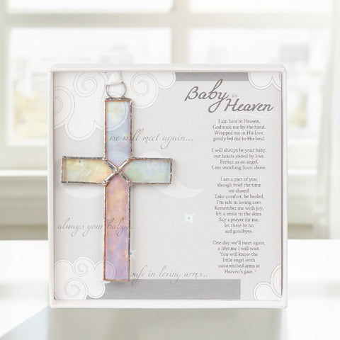 Baby in Heaven Infant Memorial Stand Glass Cross