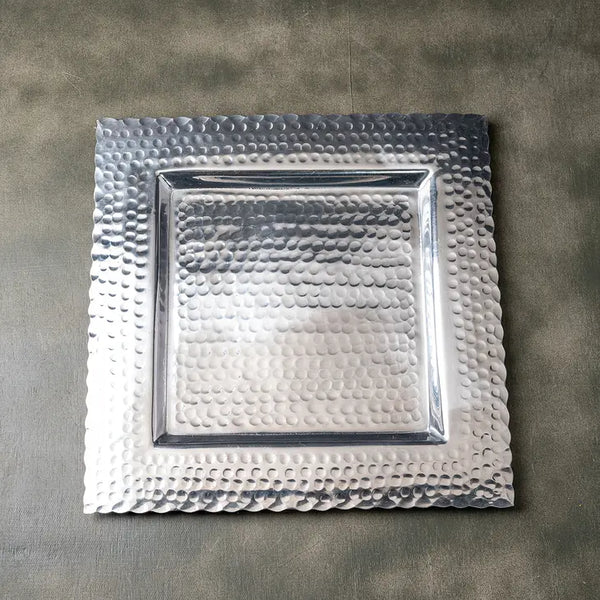 13" Hammered Silver Square Tray