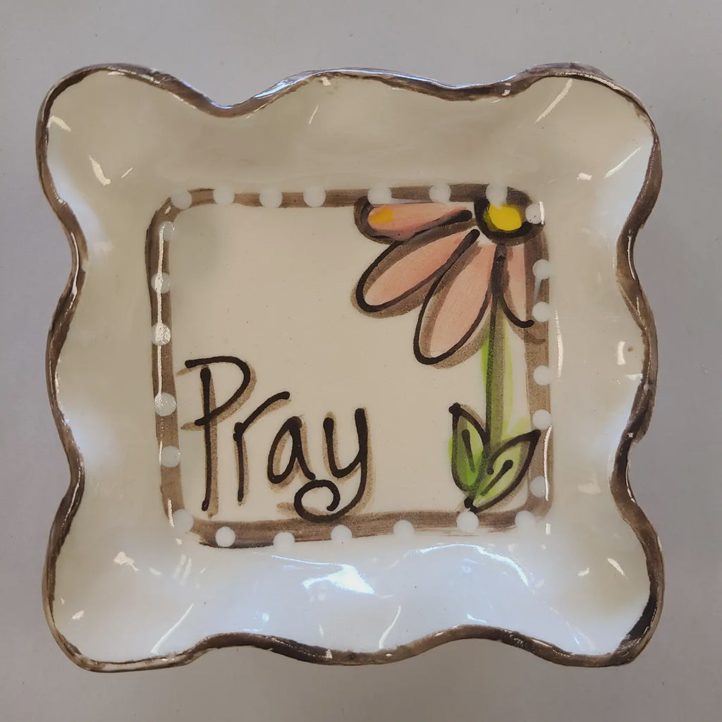 Small Pray Candle Plate With Flower