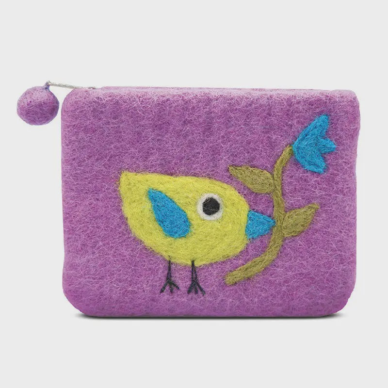 Single Bird with Flower Coin Purse