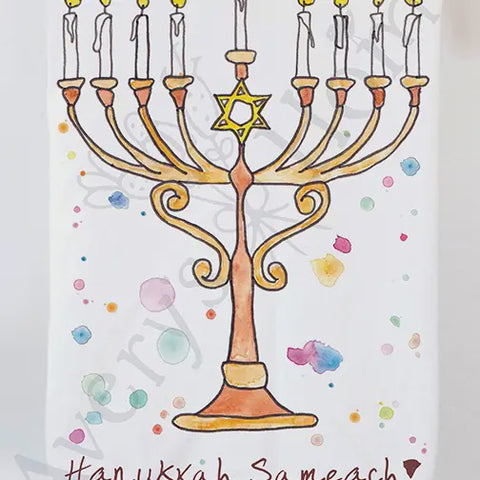 Happy Hanukkah Holiday Tea Towel