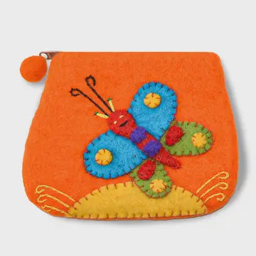 Felted Butterfly with Flower Coin Purse