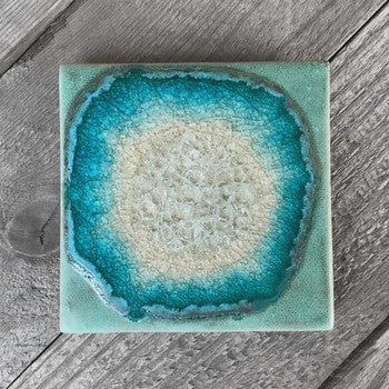 Handmade Square Crackle Geode Coaster
