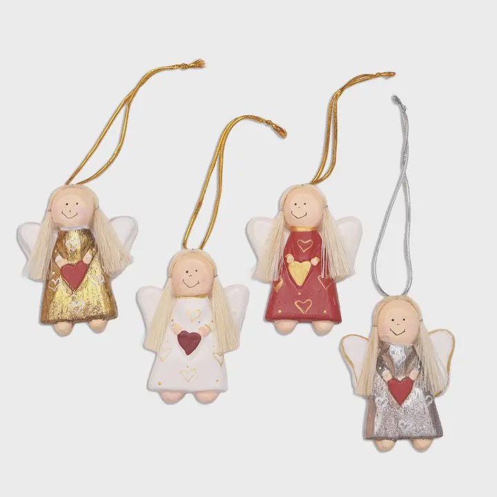 Homespun Charm Wood Angel Ornament