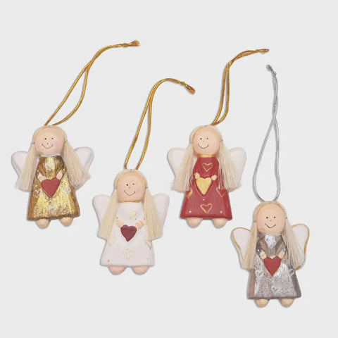 Homespun Charm Wood Angel Ornament