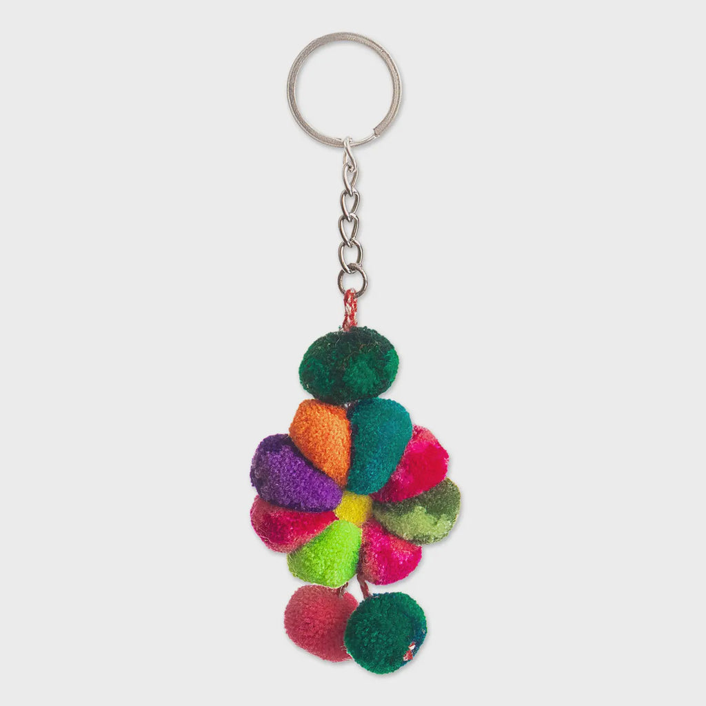 Handmade Andean Blossom Pompom Keychain