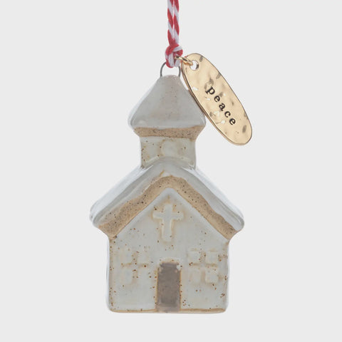 Peace Cream Church Shaped Ornament