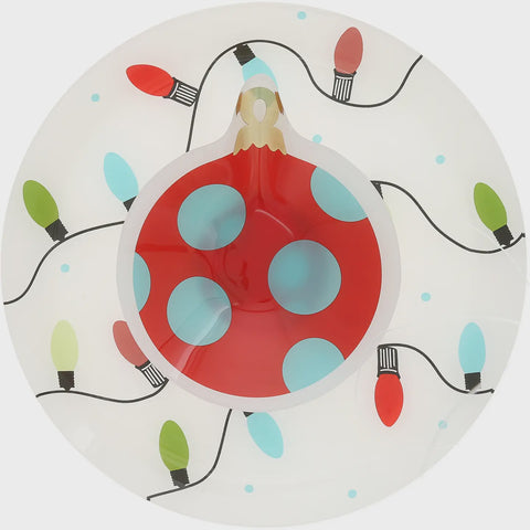 Festive Lights Holiday Glass Platter w/ Bowl