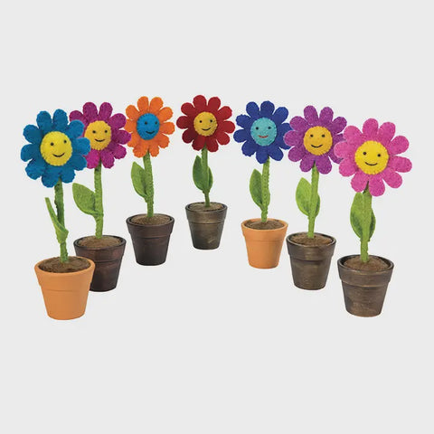 Felt Smiley Face Flower In Pot