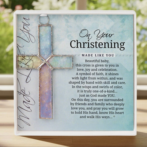 Christening Gift Clear Stained Glass Cross