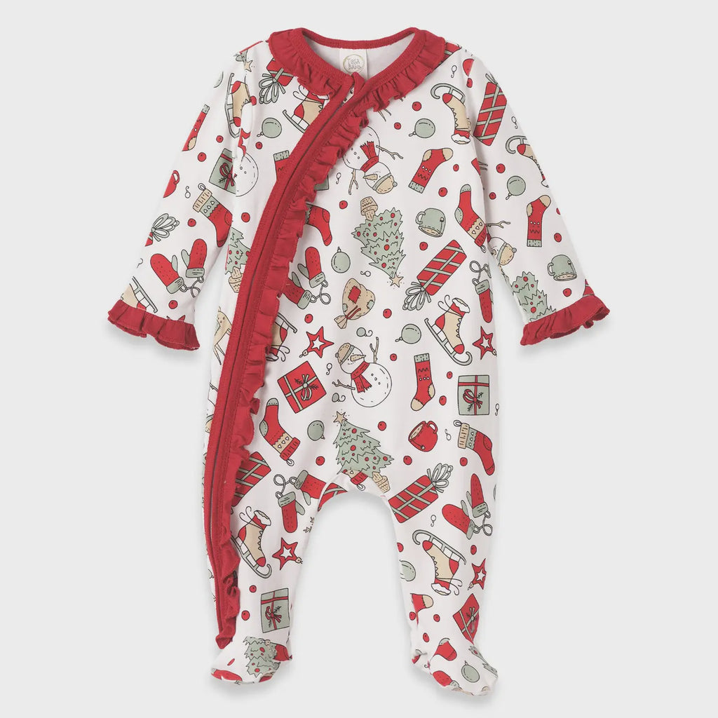 Christmas Cheer Baby Girl Zipper Romper