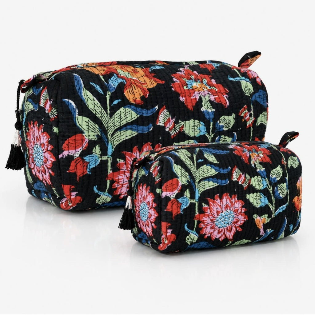 Cotton Print Cosmetic Bag Storage Set of 2