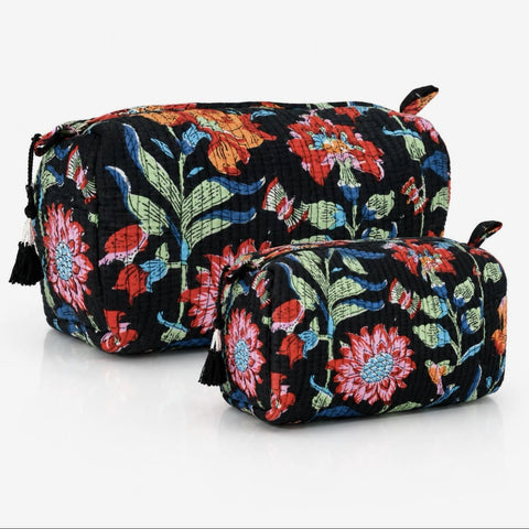 Cotton Print Cosmetic Bag Storage Set of 2 Cotton Print