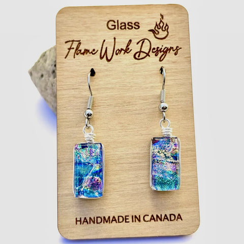 Mosaic Dichroic Glass Wire Earrings Ast