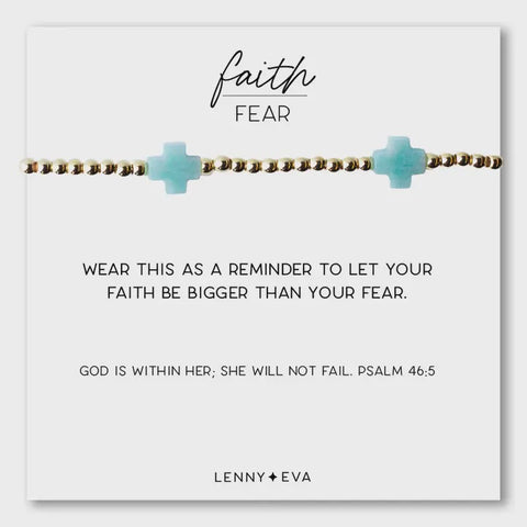 Faith Over Fear Gemstone Cross Bracelet