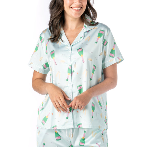 Hello Mello Best of The Brunch Satin Pajama Top