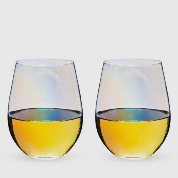 Iridescent Stemless Wine Glasses Set of Two