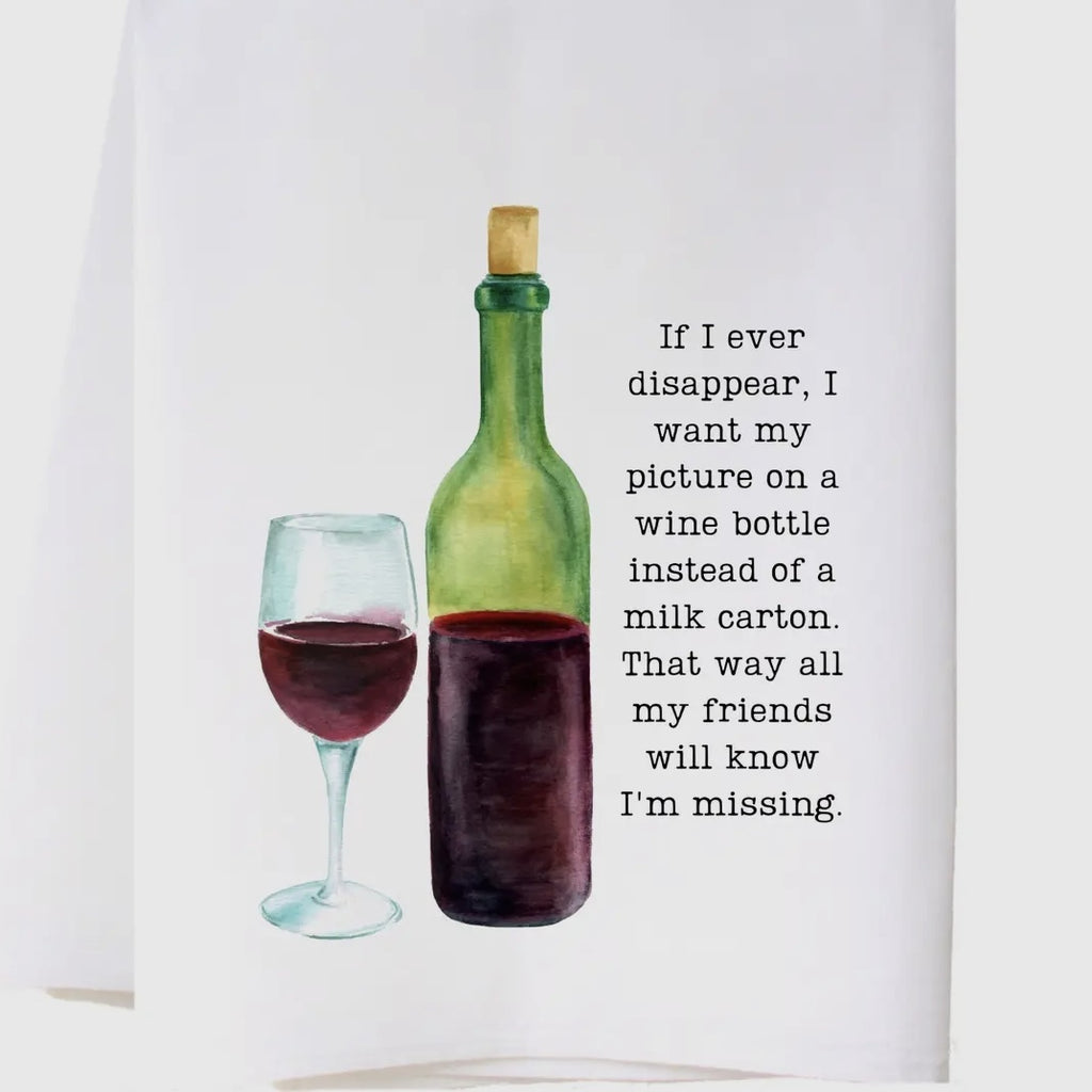 Picture on Wine Bottle flour sack towel