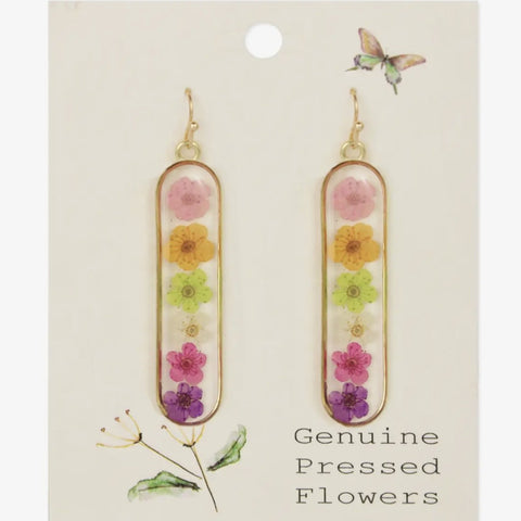 Bright bar dried flowers earrings