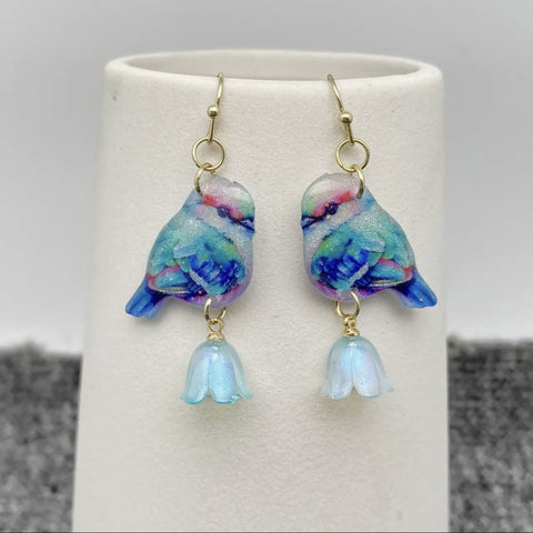 Miniature bird earrings