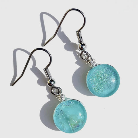 Dichroic Glass  Wire Earrings Assorted Colors