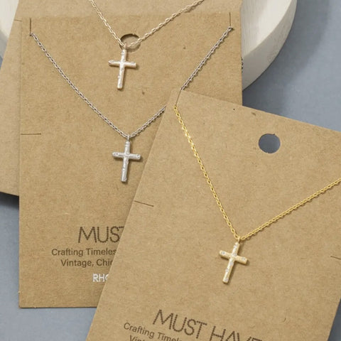 Gold dipped CZ studded pendant necklace