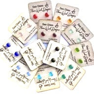 Rainbow Sea Glass Mini Earring Studs Assorted Colors