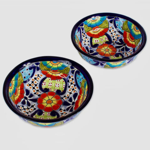 Raining Flowers Ceramic Snack Bowls
