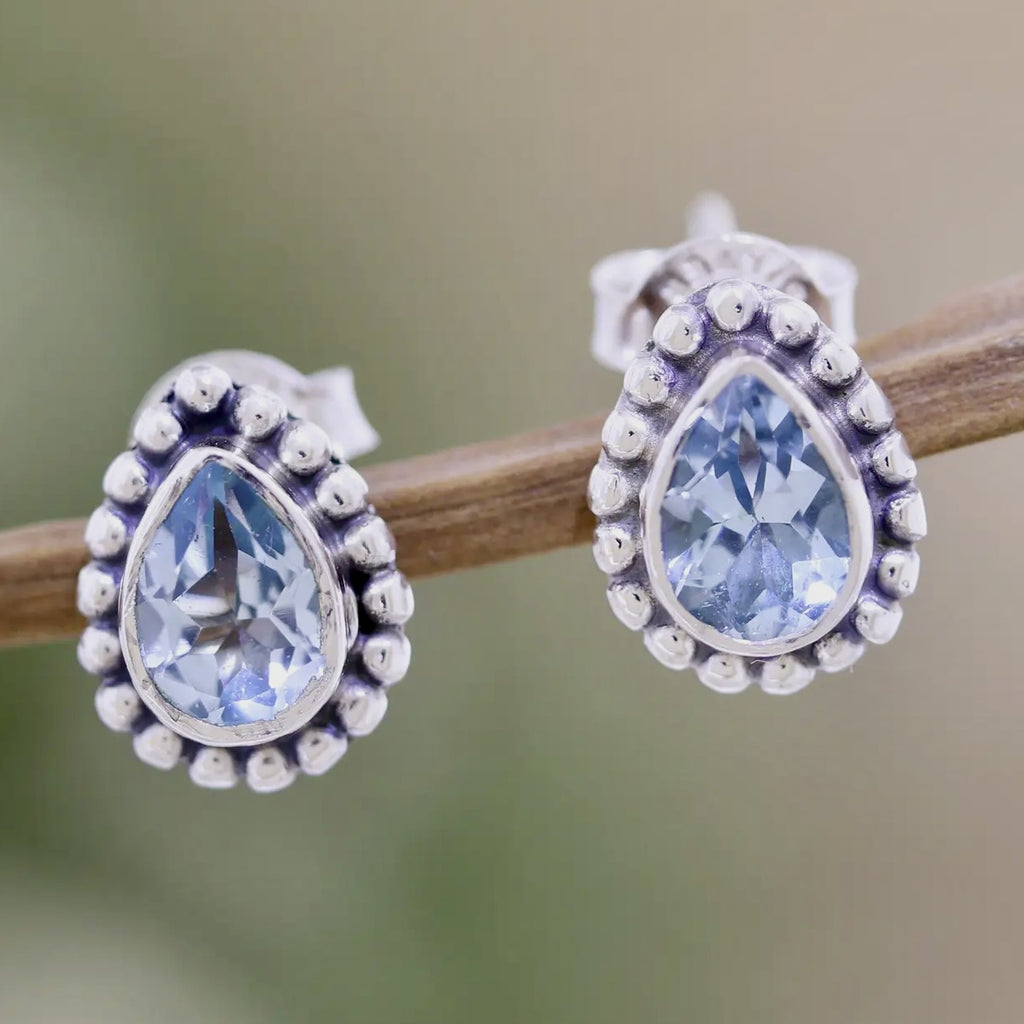 Dazzing Loyalty Blue Topaz Handcrafted Earrings