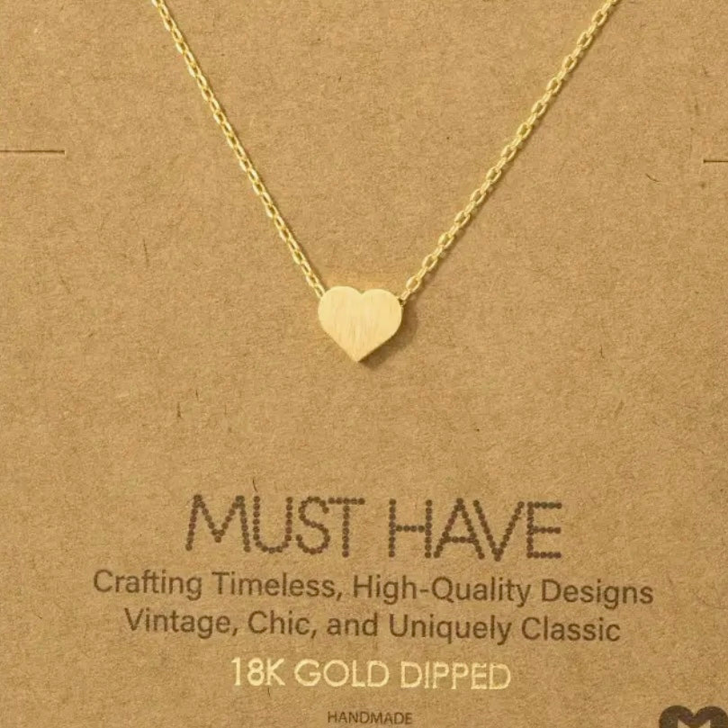 Dainty heart pendant, necklace, gold, or silver
