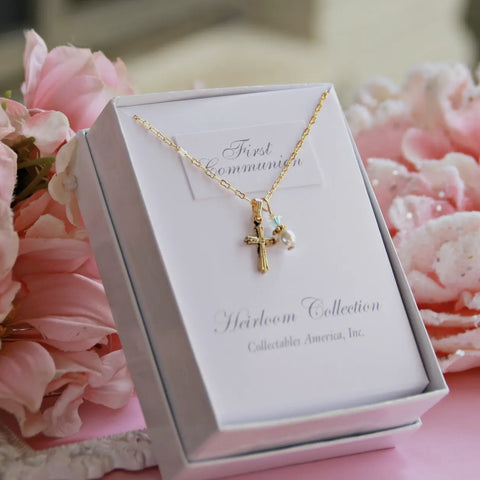 First Communion Cross and Crystal Necklace CJ-177