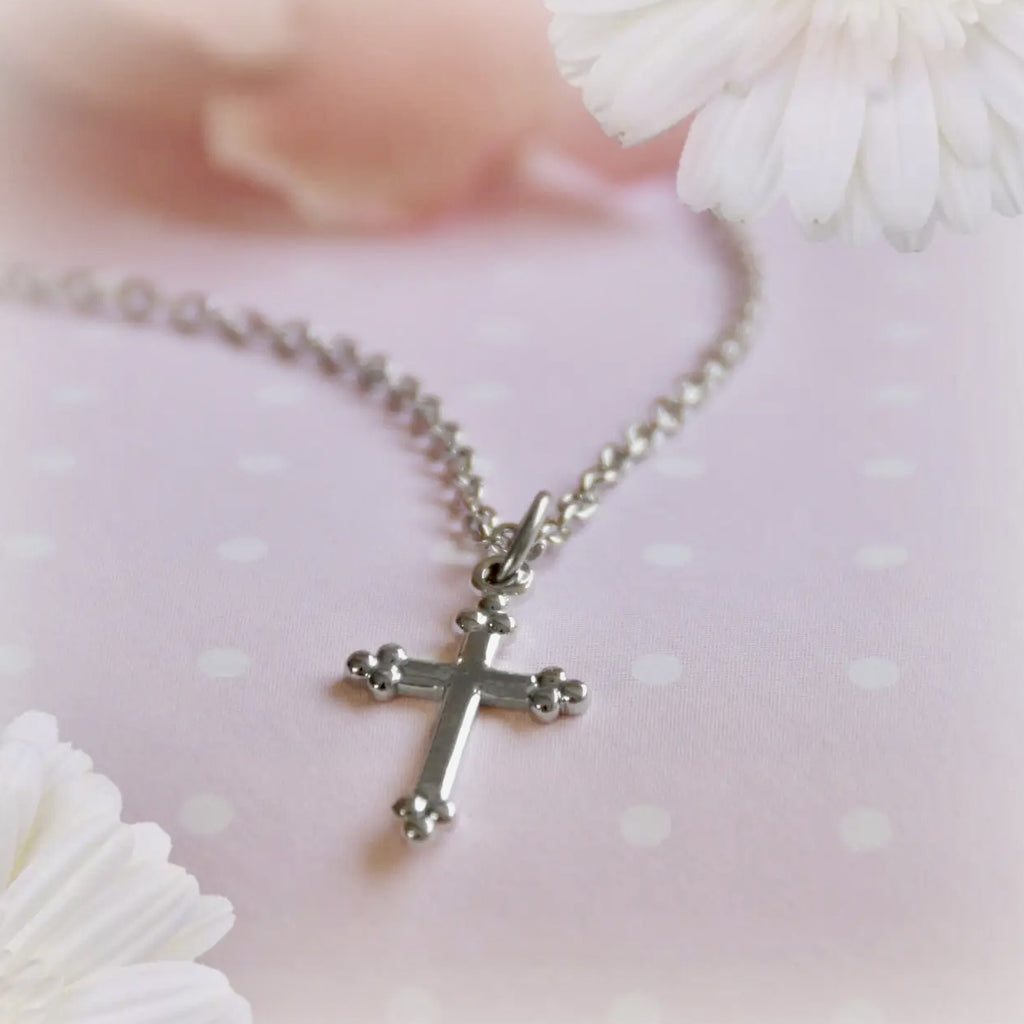 Girl Classic Rhodium Cross Necklace RH-11