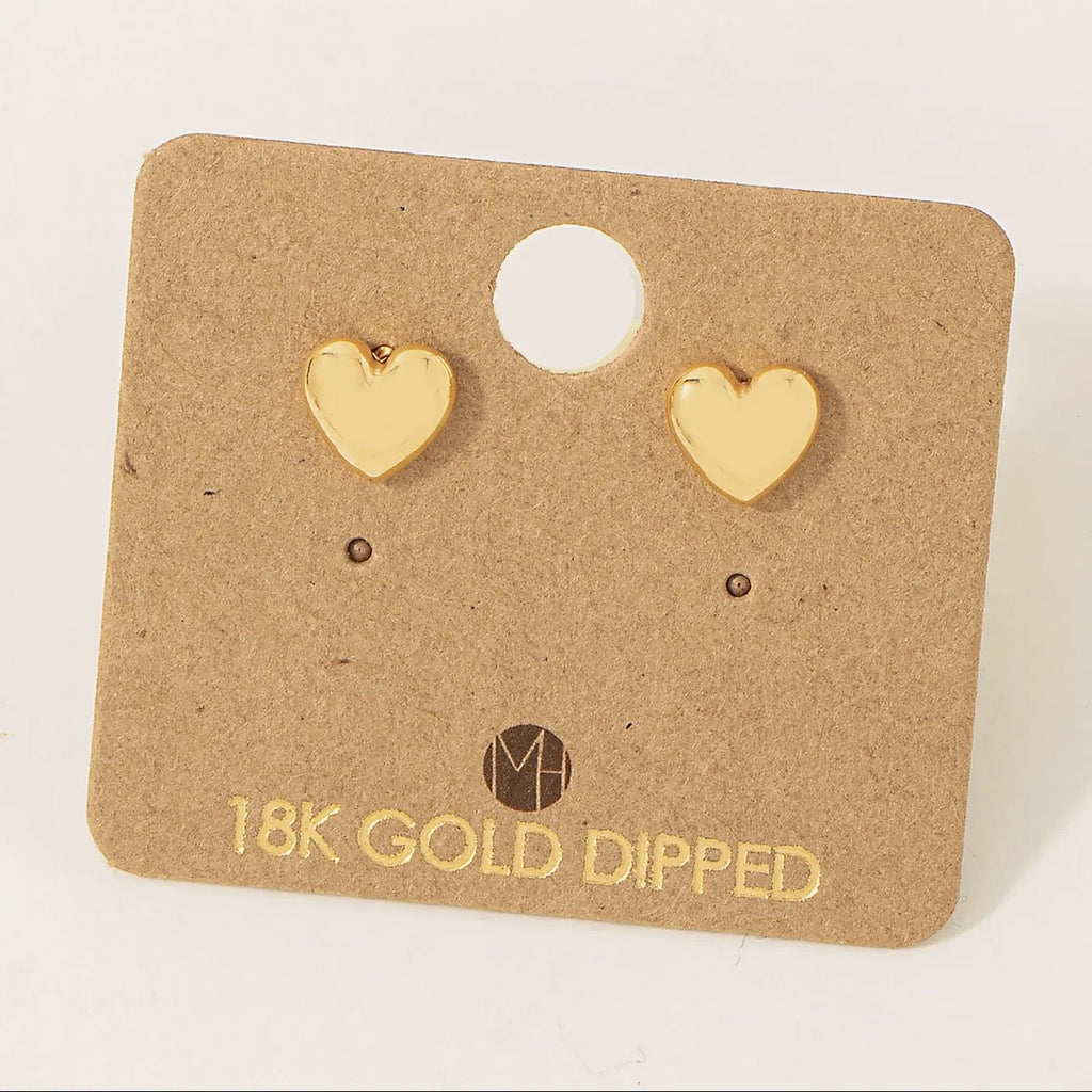Mini stud, gold heart earrings