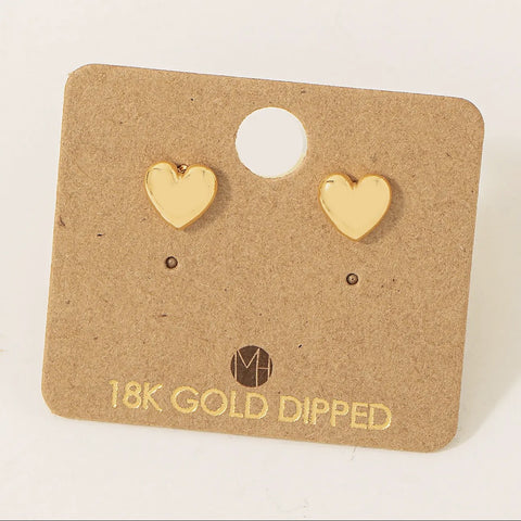 Mini stud, gold heart earrings