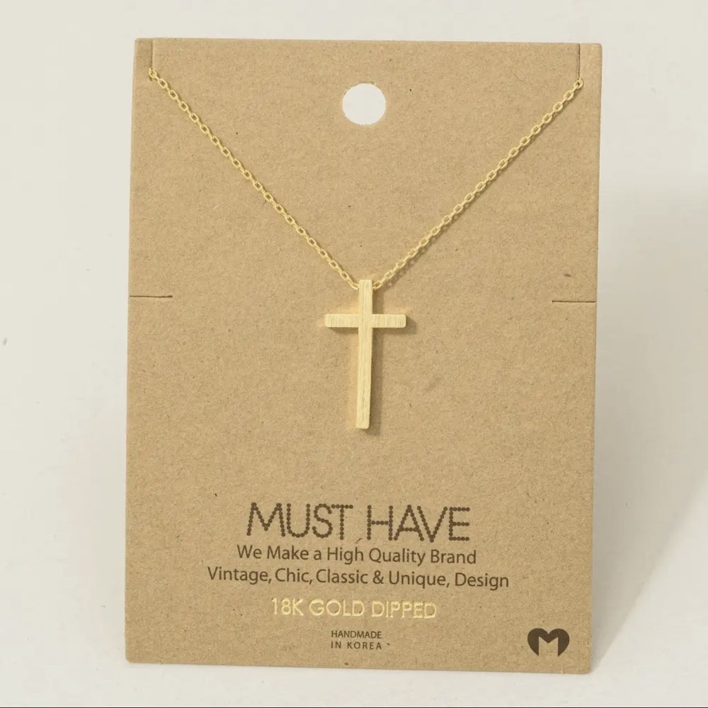Beautiful brushed cross on dainty chain