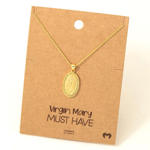 Virgin Mary Medallion Necklace
