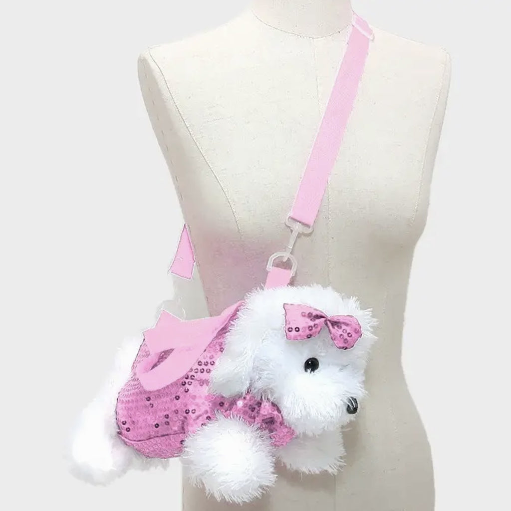 Sequin Dog Puppy Crossbody Bag Purse