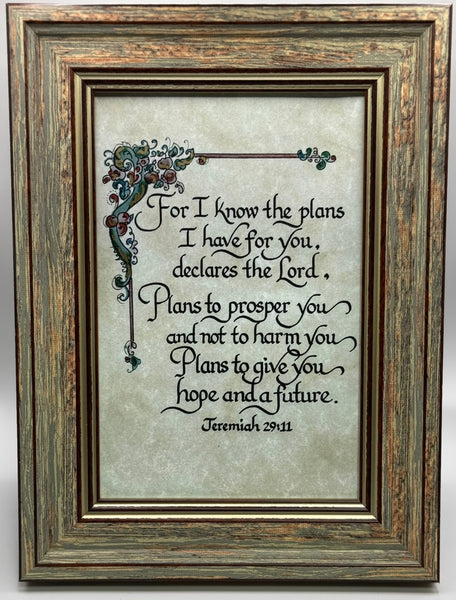 For I Know the plans I have for you Framed Calligraphy Scripture
