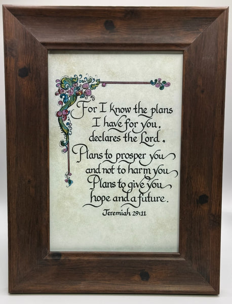 For I Know the plans I have for you Framed Calligraphy Scripture