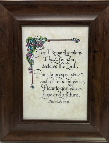 For I Know the plans I have for you Framed Calligraphy Scripture