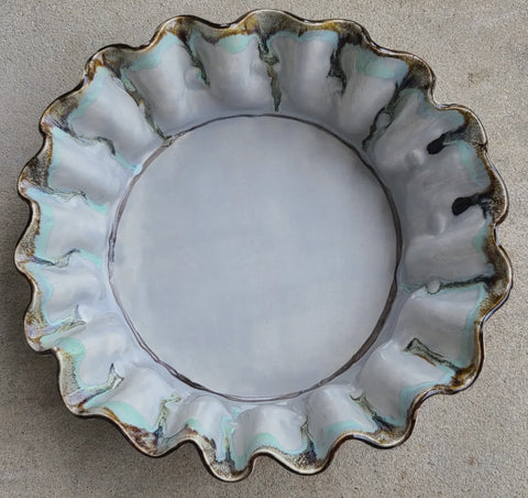 Pie Plate Plain Pottery Scalloped Edges
